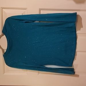 Teal long sleeve tee. XL (14-16) Girls with sparkles